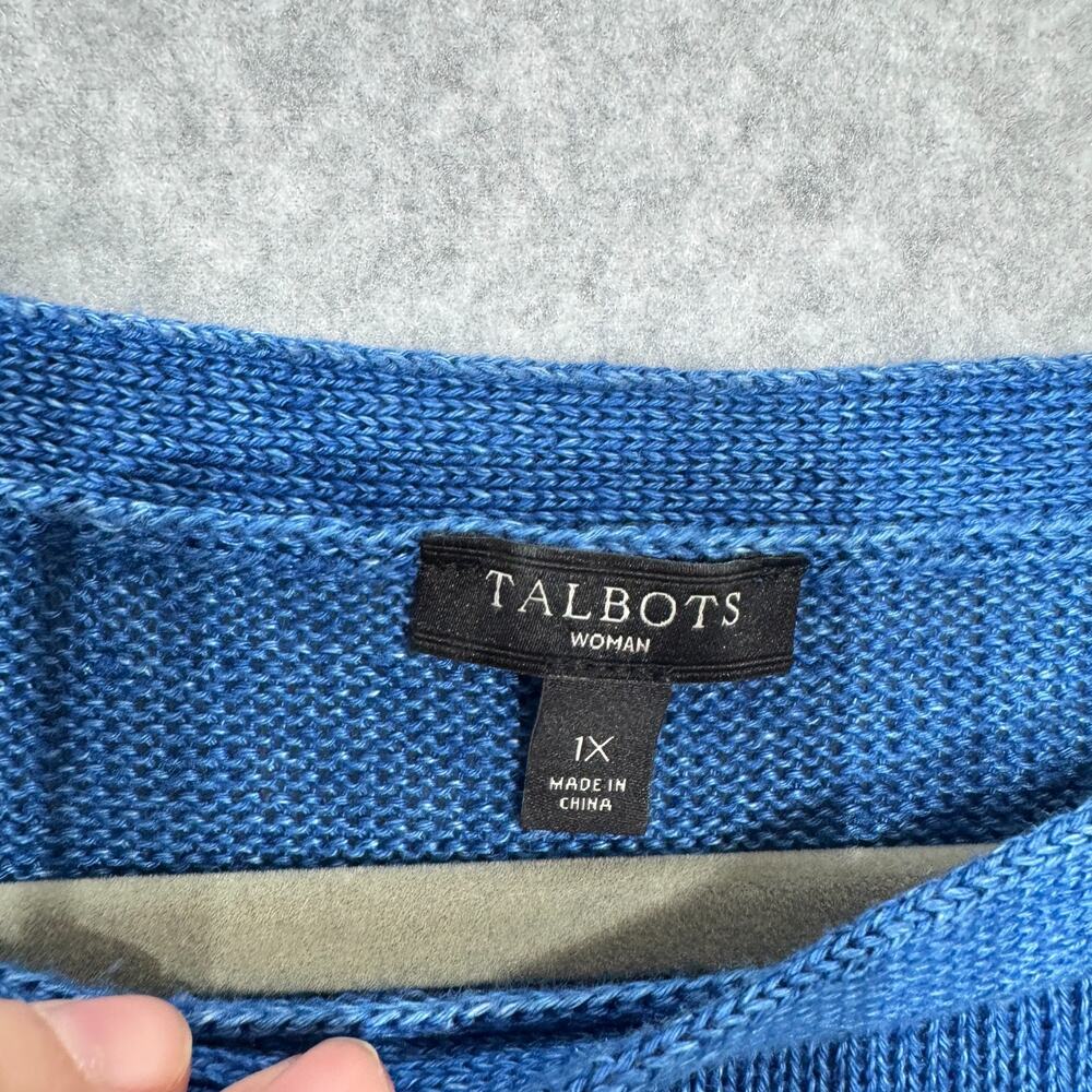 Talbots 100% Linen Coastal Boat Neck Sweater Sz 1X Blue Quiet Luxury Vacation - Picture 5 of 10